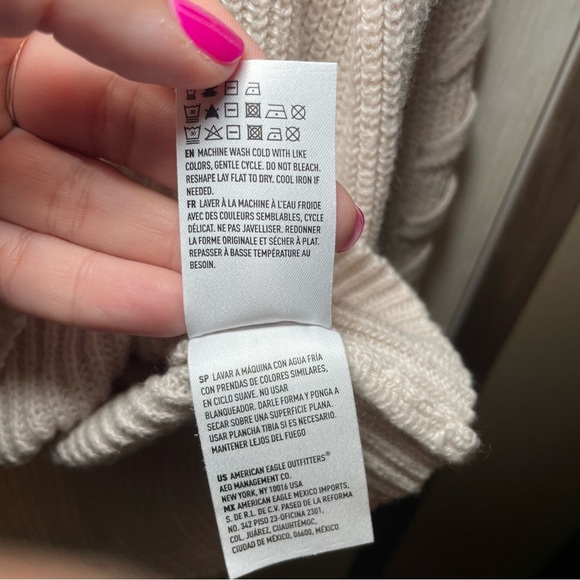 American Eagle Outfitters Cream Sweater With Lace Up Detail Down Sleeves Size Lg - Picture 5 of 6